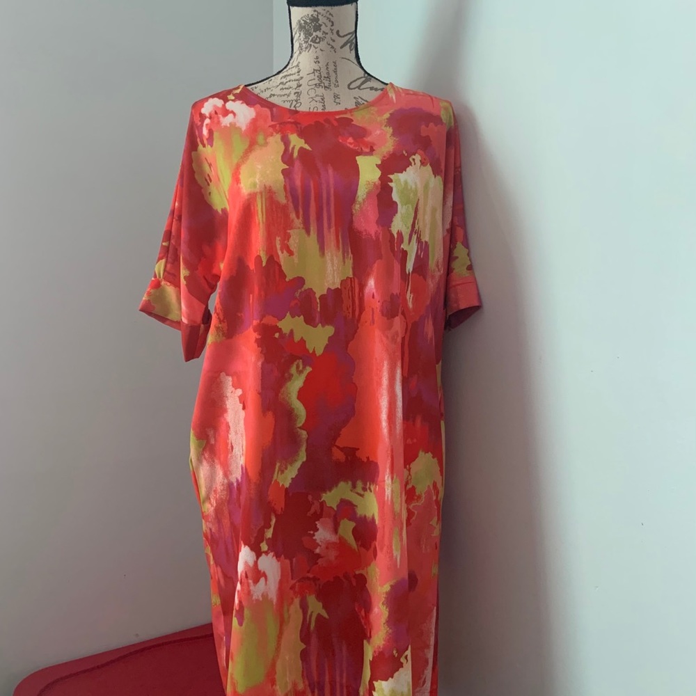 Natori Watercolor Relaxed Fit T-Shirt Dress - Picture 10 of 15
